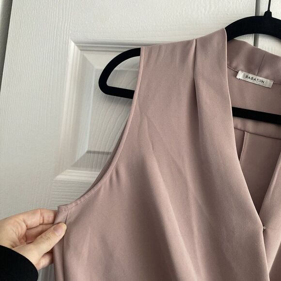 Babaton Aritzia Phoenix Dress Dusty Mauve Pink Faux Wrap Dress Size 8 - Picture 7 of 10
